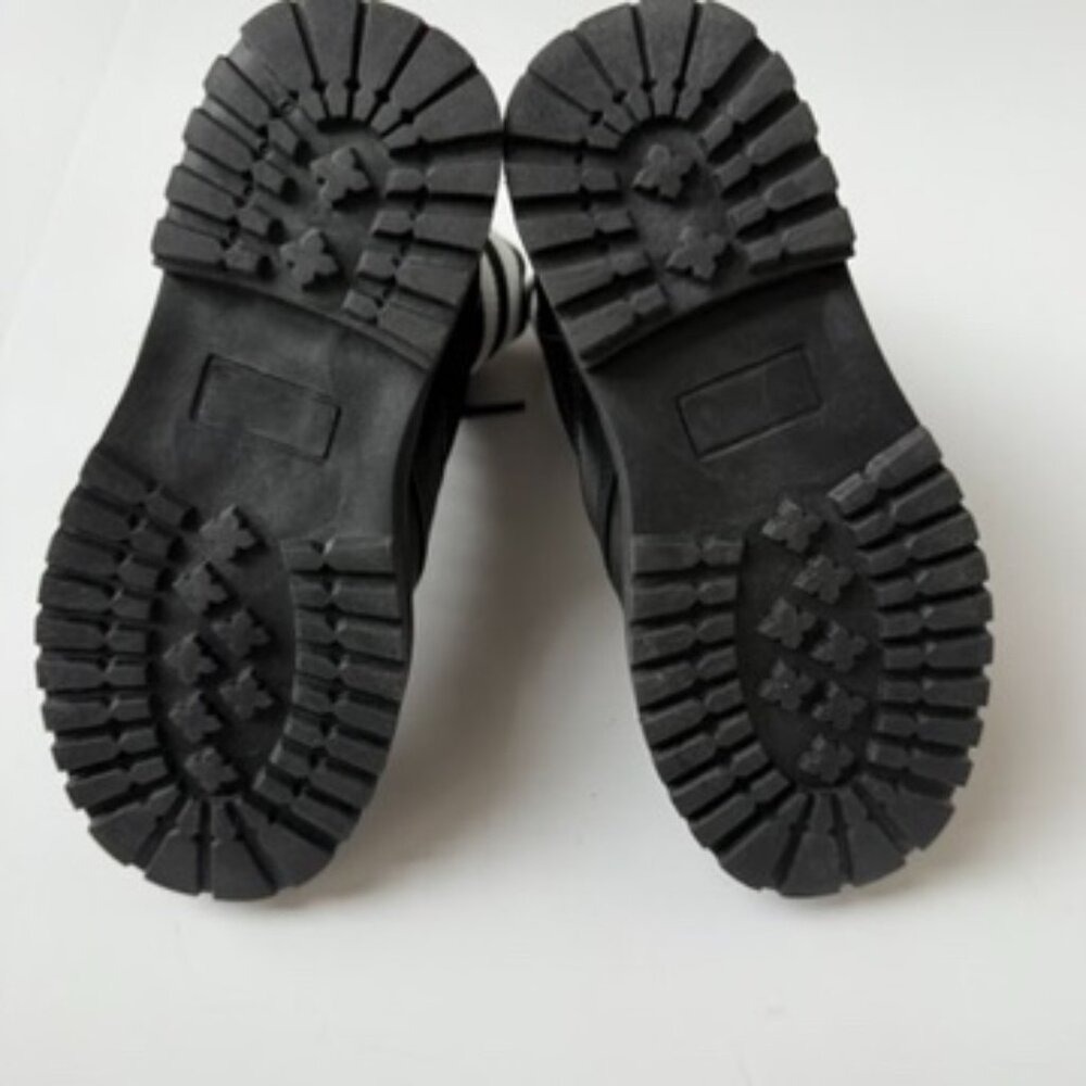 Black Combat Boots Size 13 | Stripe Knit Collar Lace-Up | NWOT - Picture 5 of 7